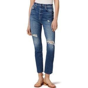 NWT  JOE'S JEANS The Raine Ripped High Waist Raw Hem Slim Straight- 24